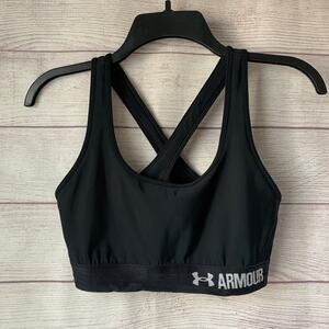 Under Armour Black Sports Bra Mid Cross Back with Keyhole Pullover